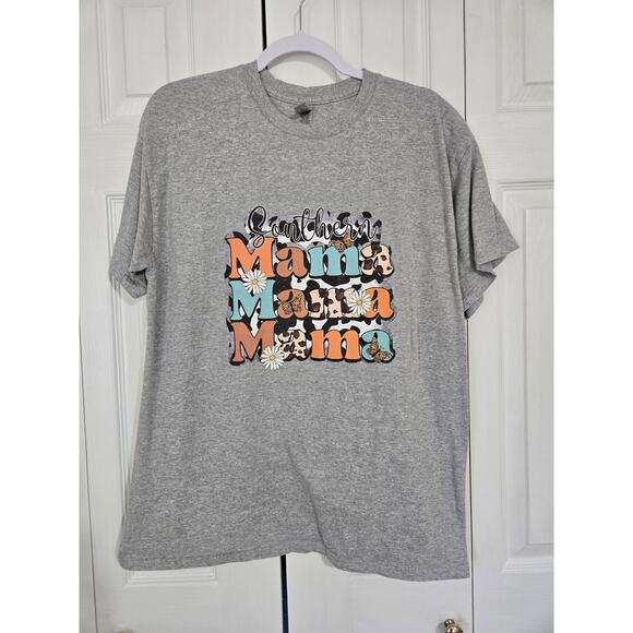 Gildan large women's gray "southern mama" printed tee - Picture 1 of 7